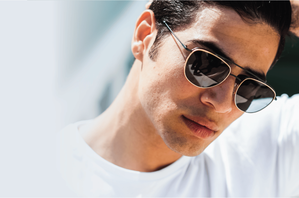 Model wearing chic sunglasses