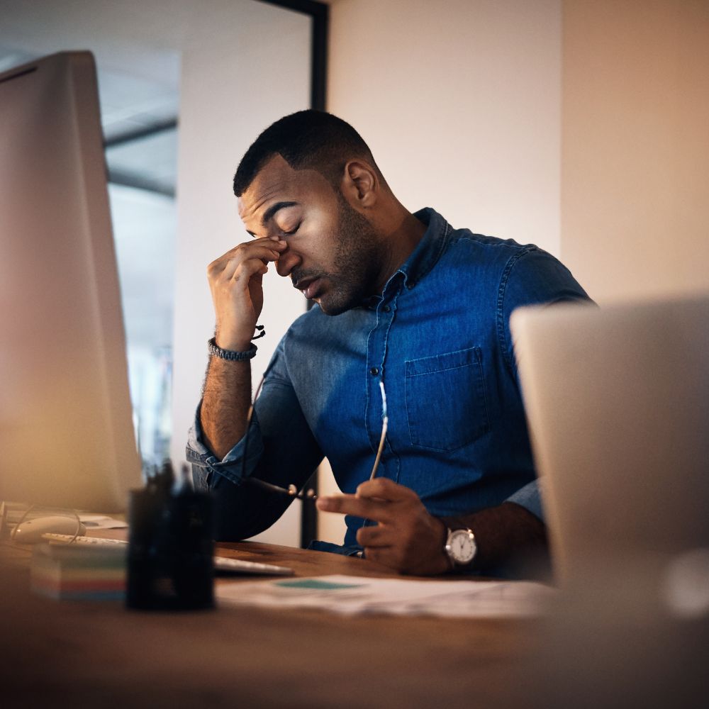 Man suffering from Eye fatigue
